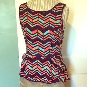 Xhilaration Multi-Color Chevron Peplum Top